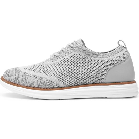 Men's Grey Textile Lightweight EVA Foam Casual Lace up Walking Shoes - Picture 4 of 9